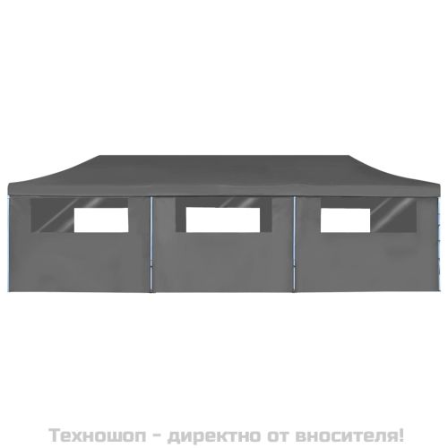 Сгъваема шатра с 8 странични стени, 870x291x315 см, антрацит