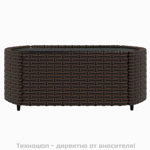 Градински комплект с възглавници, 3 части, кафяв, полиратан