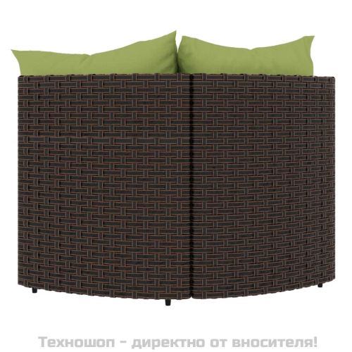 Градински ъглови дивани с възглавници, 2 бр, кафяви, полиратан