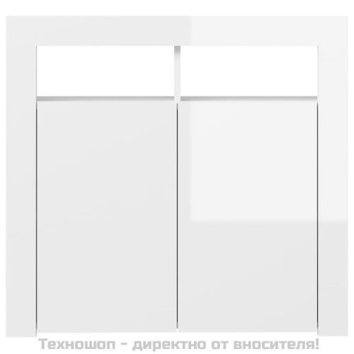 Сайдборд с LED светлини, бял гланц, 80x35x75 см