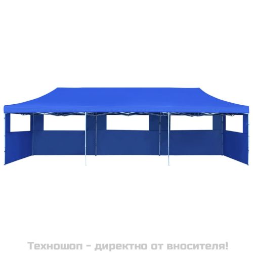 Сгъваема шатра с 5 странични стени, 3x9 м, синя
