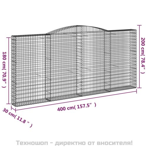 Габионни кошници арка 3 бр 400x30x180/200 см поцинковано желязо