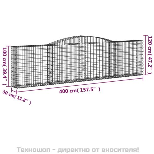 Габионни кошници арка 8 бр 400x30x100/120 см поцинковано желязо