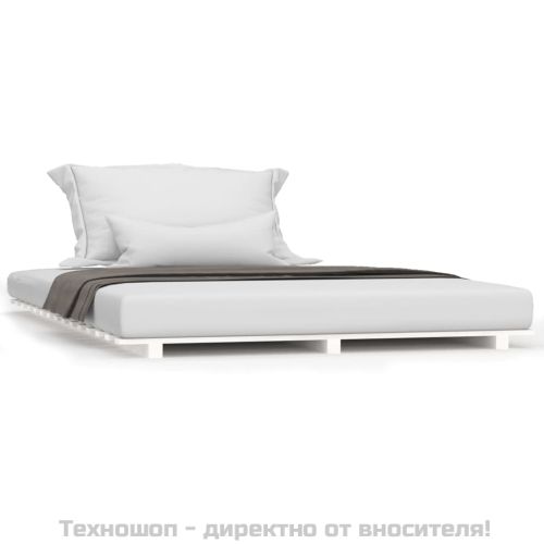 Рамка за легло, бяла, бор масив, 120x190 см