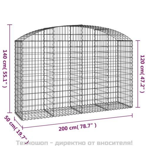 Дъговидна габионна кошница 200x50x120/140 см поцинковано желязо