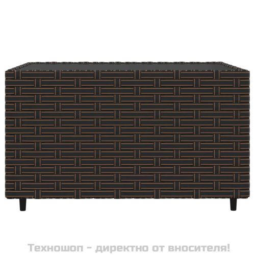 Градински комплект с възглавници, 3 части, кафяв, полиратан