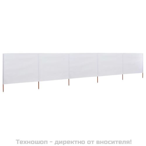 Параван против вятър от 5 панела текстил 600x160 см пясъчнобял
