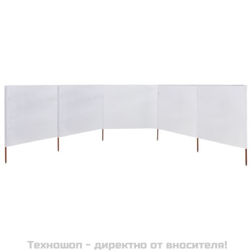 Параван против вятър от 5 панела текстил 600x160 см пясъчнобял