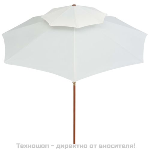 Чадър с двоен покрив, 270x270 см, дървен прът, кремавобял