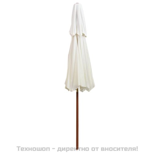 Чадър с двоен покрив, 270x270 см, дървен прът, кремавобял