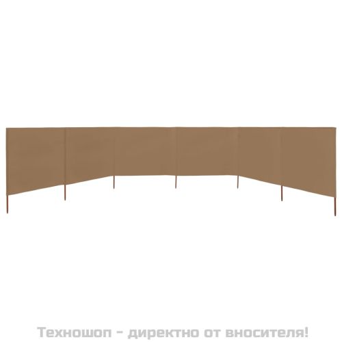 Параван против вятър от 6 панела, текстил, 800x160 см, таупе