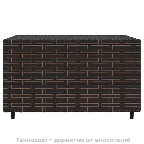 Градински комплект с възглавници, 4 части, кафяв, полиратан