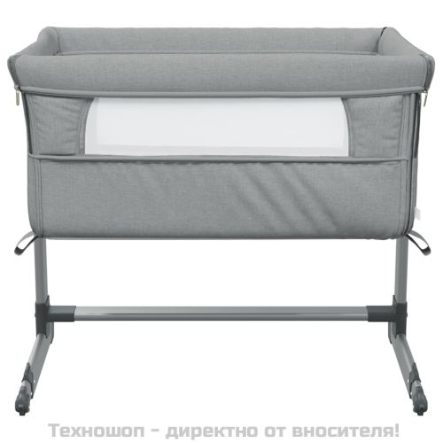 Бебешко легло с матрак, светлосив, ленен плат