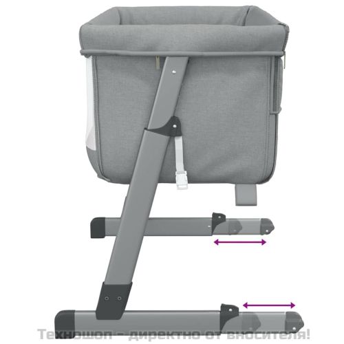 Бебешко легло с матрак, светлосив, ленен плат