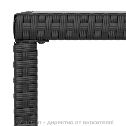 Градински лаундж комплект с възглавници 4 части черен полиратан