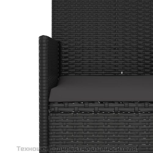 Градински лаундж комплект с възглавници 4 части черен полиратан