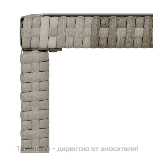 Градински лаундж комплект с възглавници 4 части сив полиратан