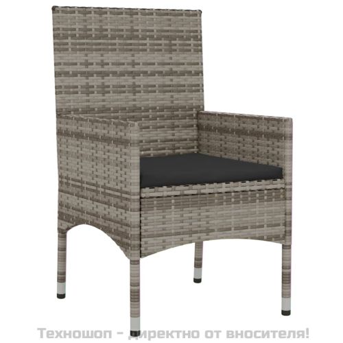 Градински лаундж комплект с възглавници 4 части сив полиратан