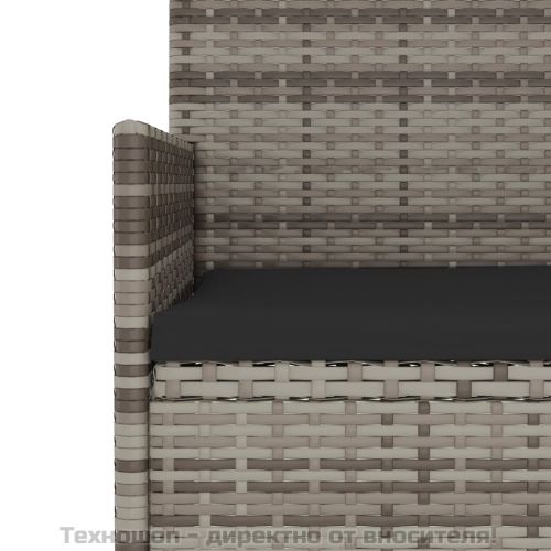 Градински лаундж комплект с възглавници 4 части сив полиратан