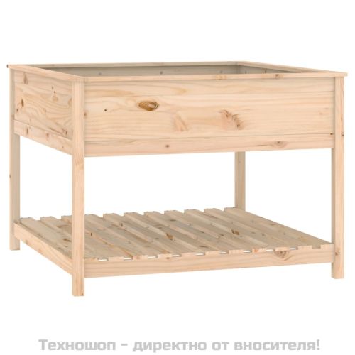 Плантер с рафт, 111,5x111,5x81 см, борово дърво масив