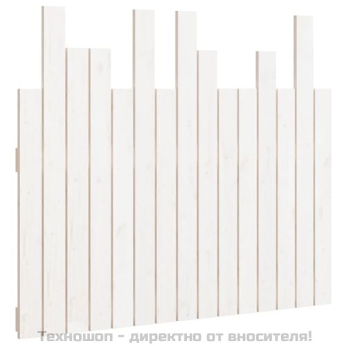 Стенна табла за спалня бяла 95,5x3x80 см борово дърво масив