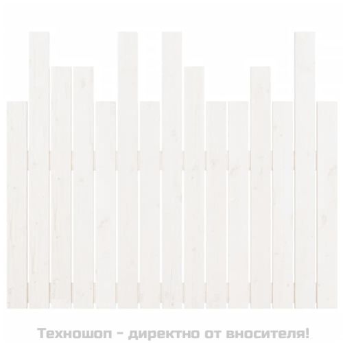 Стенна табла за спалня бяла 95,5x3x80 см борово дърво масив