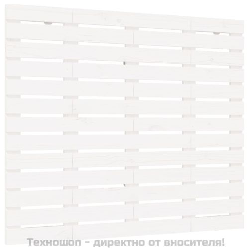 Стенна табла за спалня, бяла, 141x3x91,5 см, борово дърво масив