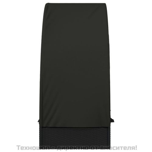 Шезлонг с объл покрив черен 211x57x140 см полиратан