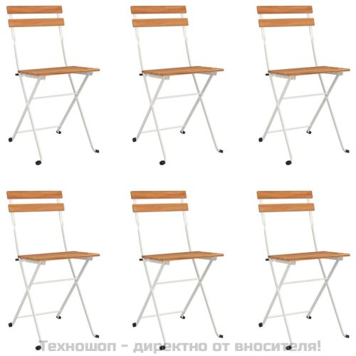 Сгъваеми бистро столове, 6 бр, акация масив и стомана