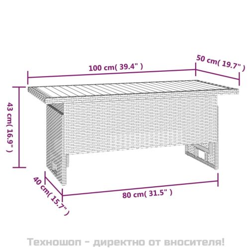 Градински лаундж комплект с възглавници 2 части сив полиратан