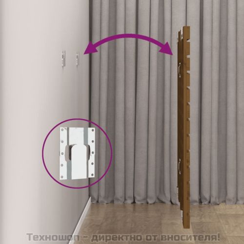 Стенна табла за спалня, меденокафява, 126x3x91,5 см, бор масив