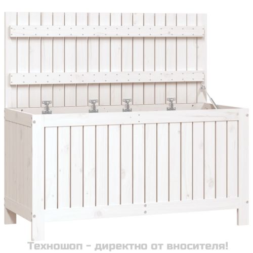 Градинска кутия за съхранение, бяла, 115x49x60 см, бор масив