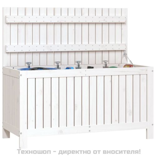 Градинска кутия за съхранение, бяла, 115x49x60 см, бор масив