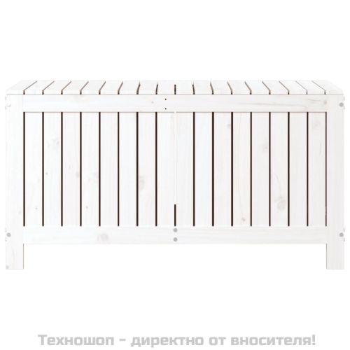 Градинска кутия за съхранение, бяла, 115x49x60 см, бор масив