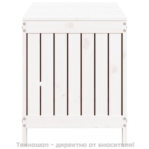 Градинска кутия за съхранение, бяла, 115x49x60 см, бор масив