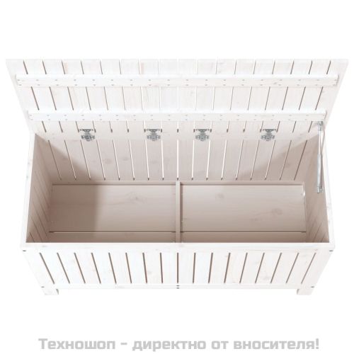 Градинска кутия за съхранение, бяла, 115x49x60 см, бор масив