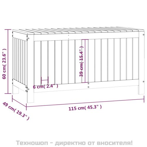 Градинска кутия за съхранение, бяла, 115x49x60 см, бор масив