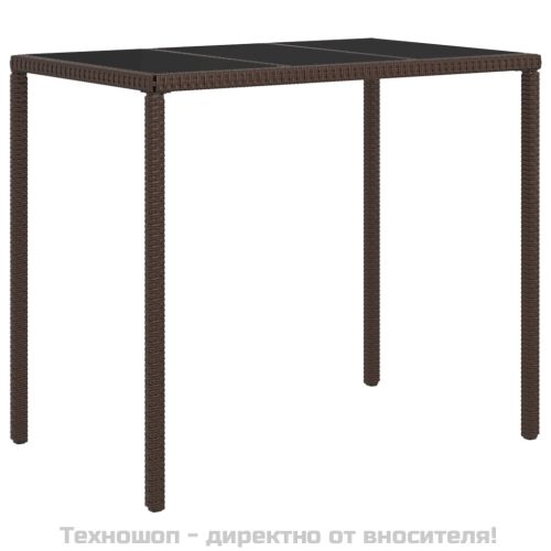 Градински комплект с възглавници, 4 части, кафяв, полиратан