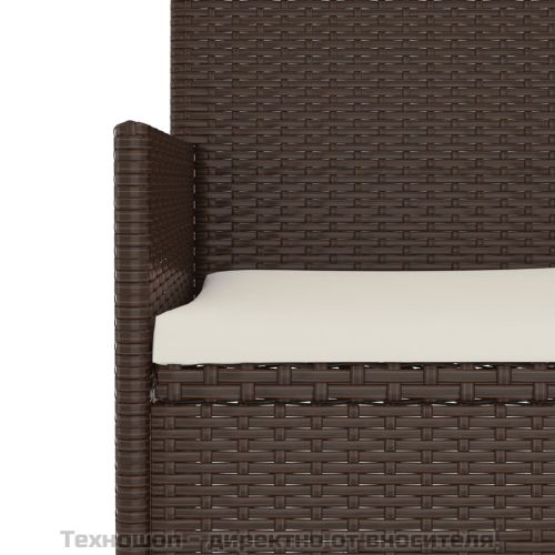 Градински комплект с възглавници, 4 части, кафяв, полиратан