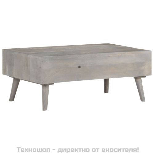 Кафе маса, сива, 100x60x40 cм, грубо мангово дърво масив