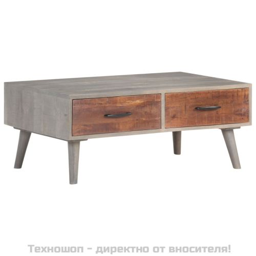 Кафе маса, сива, 100x60x40 cм, грубо мангово дърво масив