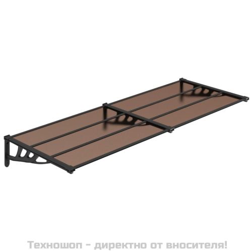 Навес за врата, черен, 239x90 см, поликарбонат