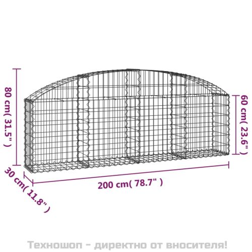 Дъговидна габионна кошница 200x30x60/80 см поцинковано желязо