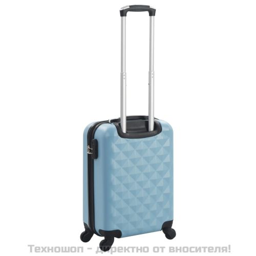 Твърд куфар с колелца, син, ABS