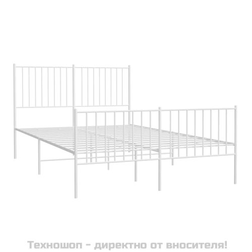 Метална рамка за легло с горна и долна табла, бяла, 135x190 см