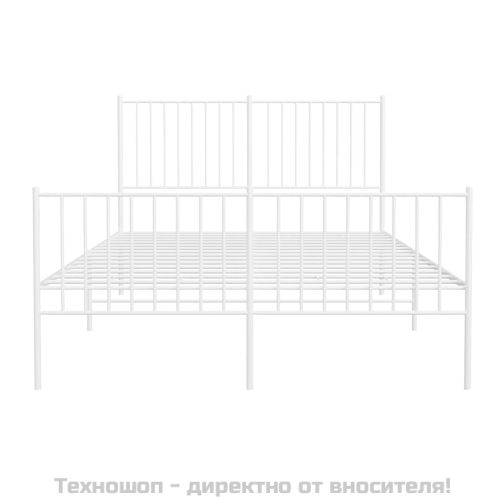 Метална рамка за легло с горна и долна табла, бяла, 135x190 см