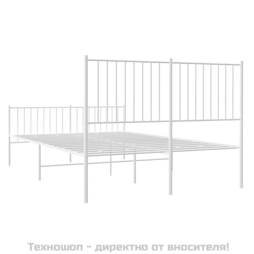 Метална рамка за легло с горна и долна табла, бяла, 135x190 см