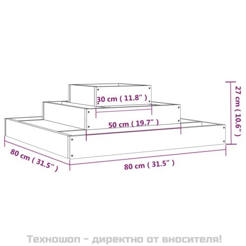 Плантер, 80x80x27 см, масивна дугласка дървесина