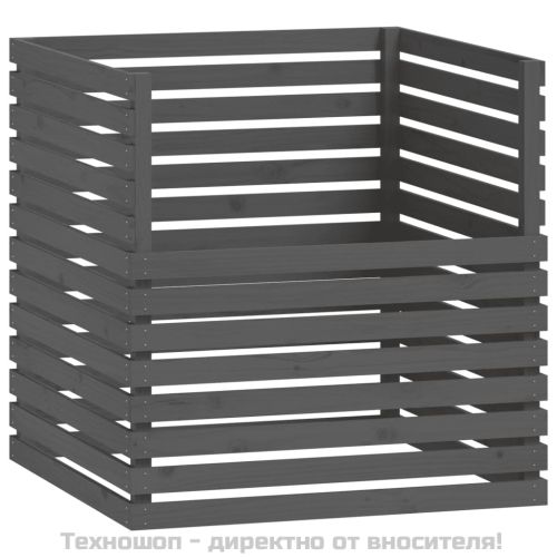 Компостер, сив, 100x100x102 см, борово дърво масив