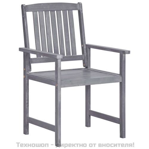 Градински трапезен комплект, 9 части, акациево дърво масив, сив